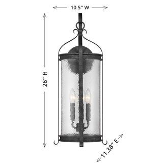 Preston Three Light Outdoor Wall Lantern in Iron Oxide