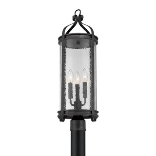 Preston Three Light Outdoor Post Lantern in Iron Oxide