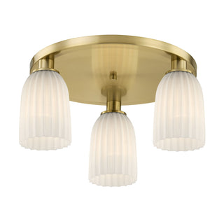 Baldwin Three Light Flush Mount in Noble Brass