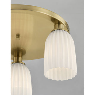 Baldwin Three Light Flush Mount in Noble Brass