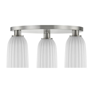 Baldwin Three Light Flush Mount in Satin Nickel