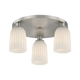 Baldwin Three Light Flush Mount in Satin Nickel