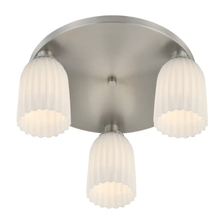 Baldwin Three Light Flush Mount in Satin Nickel