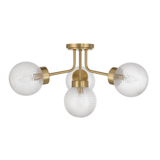 Coral Four Light Semi-Flush Mount in Warm Brass