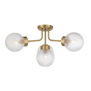 Coral Four Light Semi-Flush Mount in Warm Brass