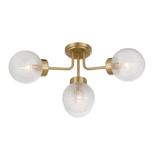 Coral Four Light Semi-Flush Mount in Warm Brass