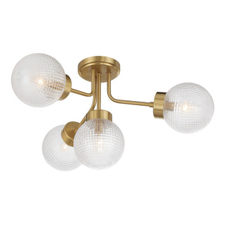 Coral Four Light Semi-Flush Mount in Warm Brass