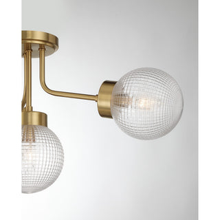 Coral Four Light Semi-Flush Mount in Warm Brass