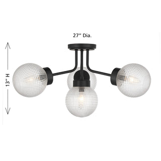 Coral Four Light Semi-Flush Mount in Matte Black
