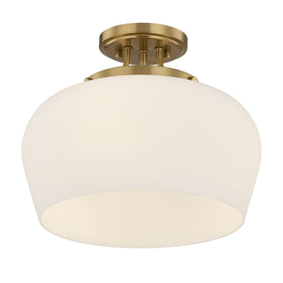 Octave Three Light Semi-Flush Mount in Satin Nickel