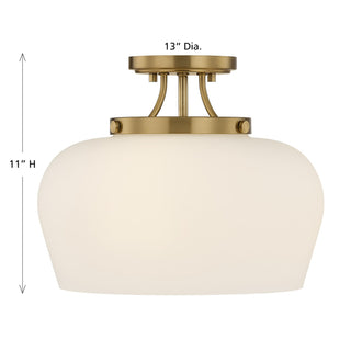 Octave Three Light Semi-Flush Mount in Satin Nickel