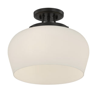 Octave Three Light Semi-Flush Mount in Satin Nickel