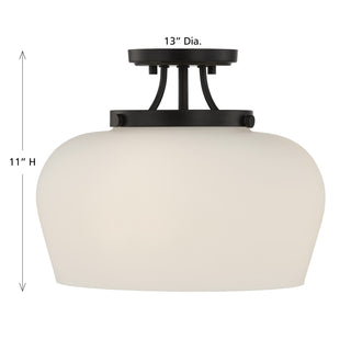Octave Three Light Semi-Flush Mount in Satin Nickel