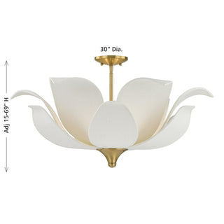 Elsie Six Light Convertible Semi-Flush/Pendant in Warm Brass
