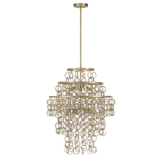 Setentas Nine Light Pendant in Noble Brass