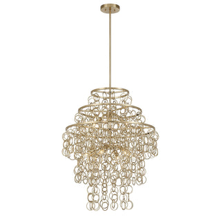 Setentas Nine Light Pendant in Noble Brass