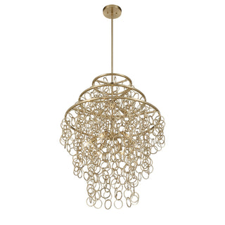 Setentas Nine Light Pendant in Noble Brass