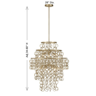Setentas Nine Light Pendant in Noble Brass