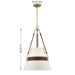 Corinth Three Light Pendant in Warm Brass