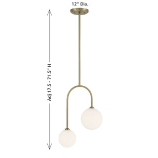 Chester Two Light Pendant in Noble Brass