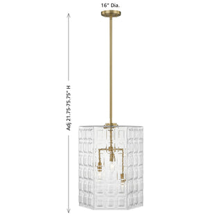 Reddick Three Light Pendant in Warm Brass