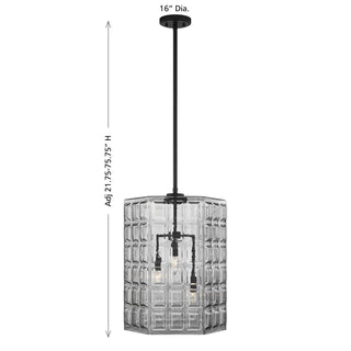 Reddick Three Light Pendant in Matte Black