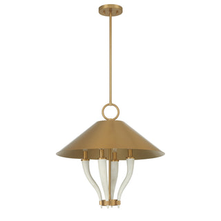 Hearne Four Light Pendant in Warm Brass