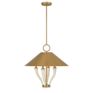 Hearne Four Light Pendant in Warm Brass