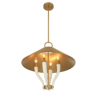 Hearne Four Light Pendant in Warm Brass