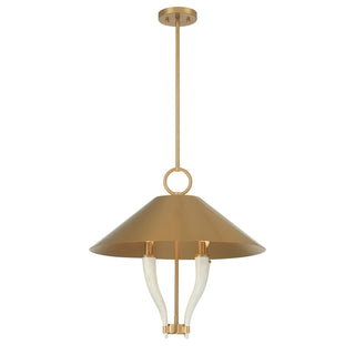 Hearne Four Light Pendant in Warm Brass