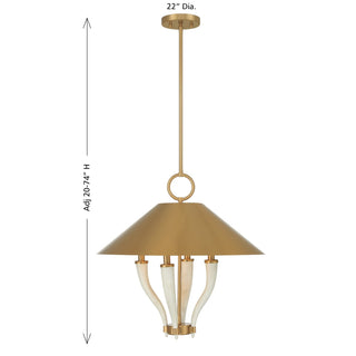 Hearne Four Light Pendant in Warm Brass