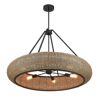 Gaia Six Light Pendant in Matte Black