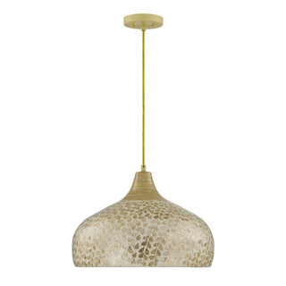 Kemp One Light Pendant in Ivory and Gold Shell