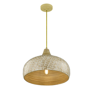 Kemp One Light Pendant in Ivory and Gold Shell