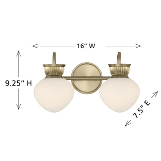 Melbourne Two Light Bathroom Vanity in Noble Brass