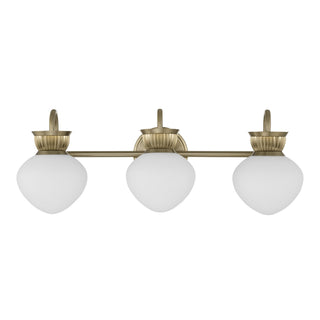 Melbourne Three Light Bathroom Vanity in Noble Brass
