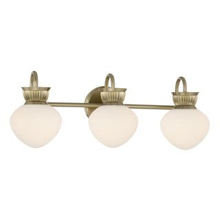 Melbourne Three Light Bathroom Vanity in Noble Brass