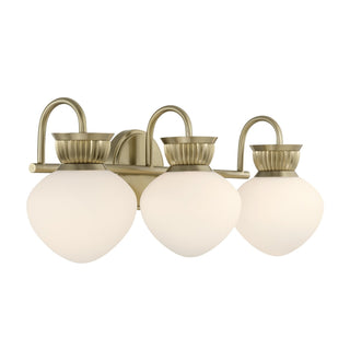 Melbourne Three Light Bathroom Vanity in Noble Brass