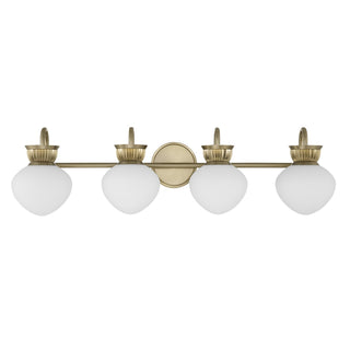 Melbourne Four Light Bathroom Vanity in Noble Brass