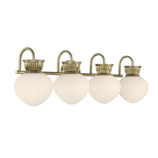 Melbourne Four Light Bathroom Vanity in Noble Brass
