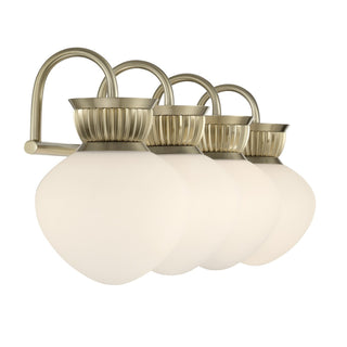 Melbourne Four Light Bathroom Vanity in Noble Brass