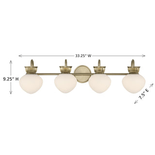 Melbourne Four Light Bathroom Vanity in Noble Brass