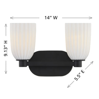 Baldwin Two Light Bathroom Vanity in Matte Black
