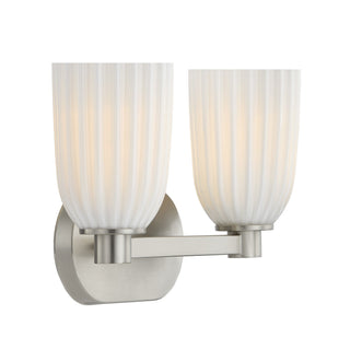 Baldwin Two Light Bathroom Vanity in Satin Nickel