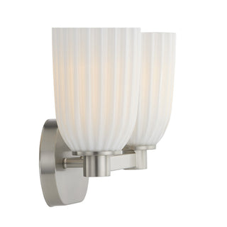Baldwin Two Light Bathroom Vanity in Satin Nickel