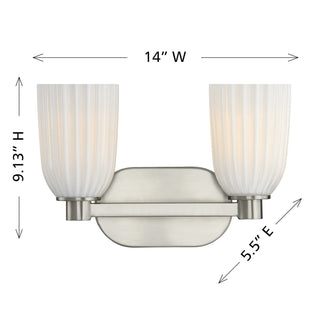 Baldwin Two Light Bathroom Vanity in Satin Nickel