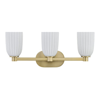 Baldwin Three Light Bathroom Vanity in Noble Brass