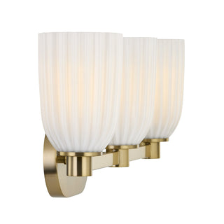 Baldwin Three Light Bathroom Vanity in Noble Brass