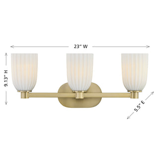 Baldwin Three Light Bathroom Vanity in Noble Brass