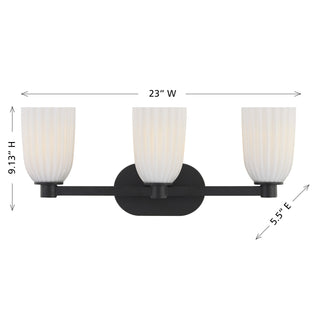 Baldwin Three Light Bathroom Vanity in Matte Black